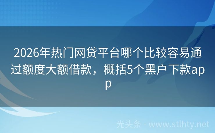 2026年热门网贷平台哪个比较容易通过额度大额借款，概括5个黑户下款app