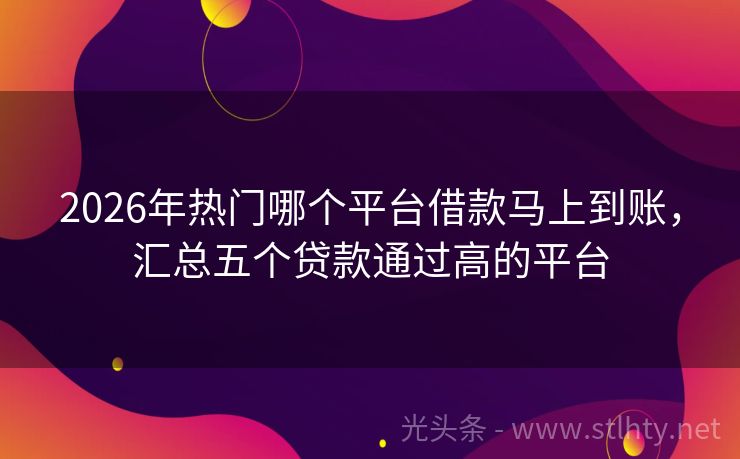 2026年热门哪个平台借款马上到账，汇总五个贷款通过高的平台