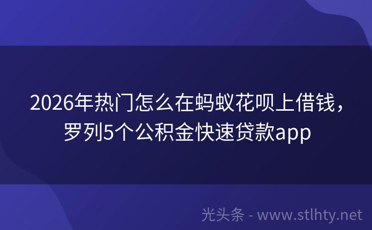 2026年热门怎么在蚂蚁花呗上借钱，罗列5个公积金快速贷款app