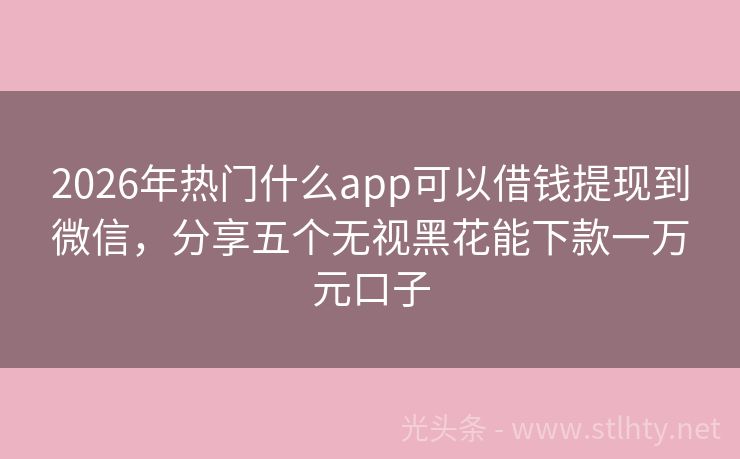 2026年热门什么app可以借钱提现到微信，分享五个无视黑花能下款一万元口子