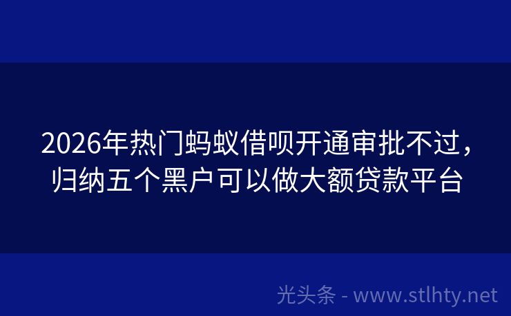 2026年热门蚂蚁借呗开通审批不过，归纳五个黑户可以做大额贷款平台
