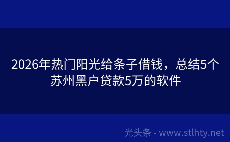 2026年热门阳光给条子借钱，总结5个苏州黑户贷款5万的软件