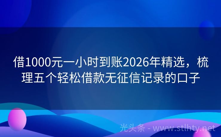 借1000元一小时到账2026年精选，梳理五个轻松借款无征信记录的口子
