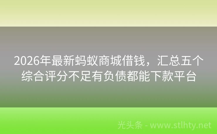 2026年最新蚂蚁商城借钱，汇总五个综合评分不足有负债都能下款平台