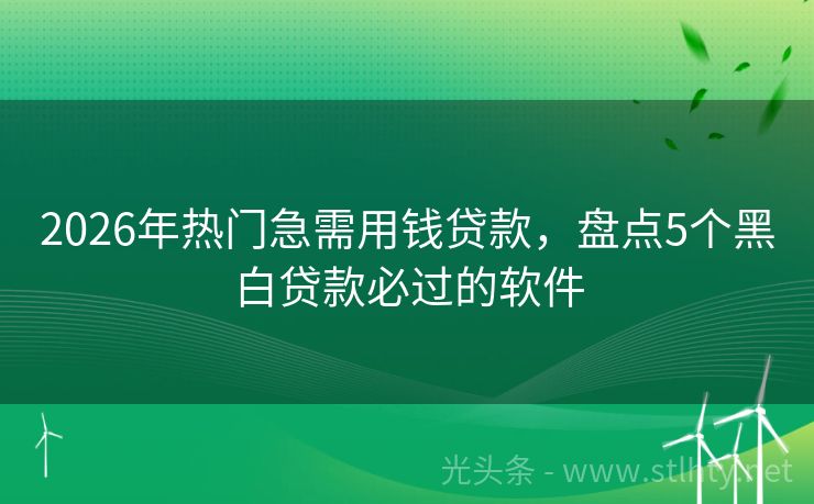 2026年热门急需用钱贷款，盘点5个黑白贷款必过的软件