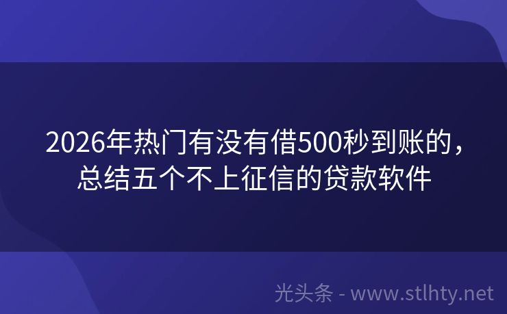 2026年热门有没有借500秒到账的，总结五个不上征信的贷款软件