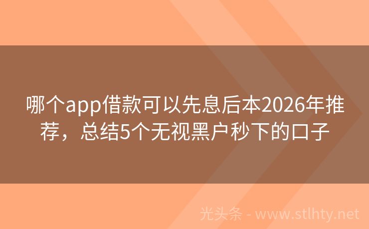 哪个app借款可以先息后本2026年推荐，总结5个无视黑户秒下的口子