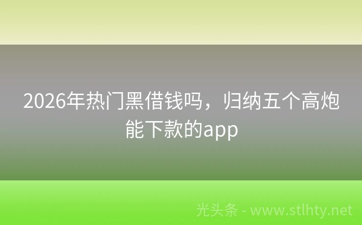 2026年热门黑借钱吗，归纳五个高炮能下款的app