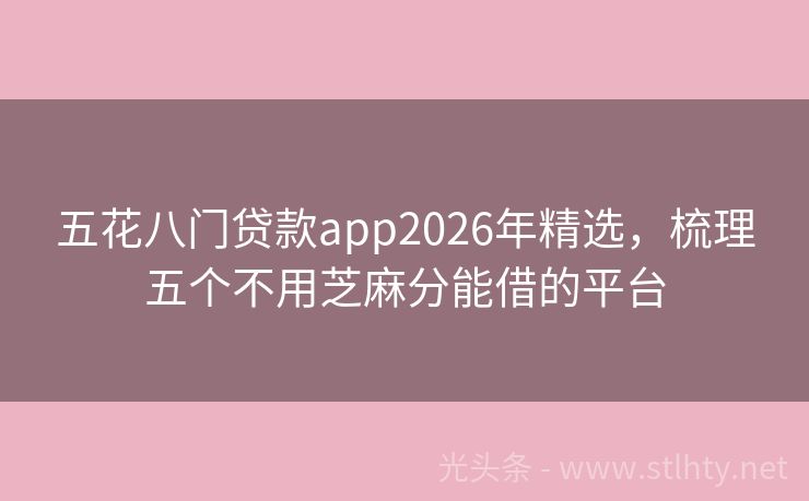 五花八门贷款app2026年精选，梳理五个不用芝麻分能借的平台