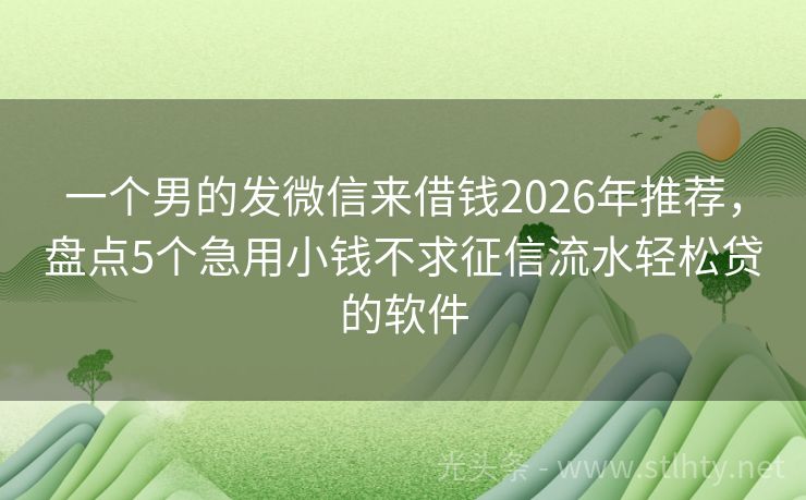 一个男的发微信来借钱2026年推荐，盘点5个急用小钱不求征信流水轻松贷的软件