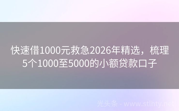 快速借1000元救急2026年精选，梳理5个1000至5000的小额贷款口子