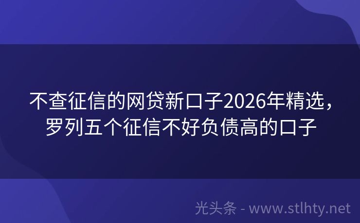 不查征信的网贷新口子2026年精选，罗列五个征信不好负债高的口子