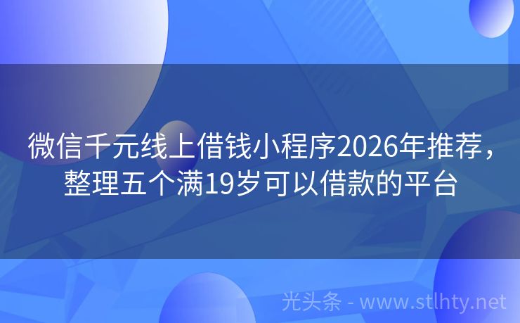 微信千元线上借钱小程序2026年推荐，整理五个满19岁可以借款的平台