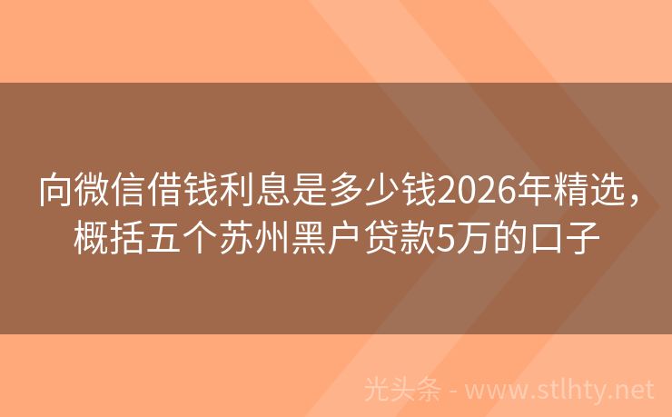 向微信借钱利息是多少钱2026年精选，概括五个苏州黑户贷款5万的口子
