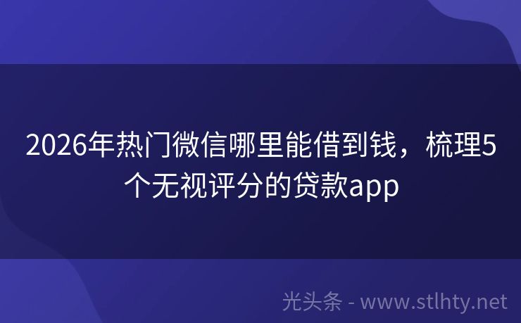 2026年热门微信哪里能借到钱，梳理5个无视评分的贷款app