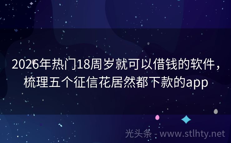 2026年热门18周岁就可以借钱的软件，梳理五个征信花居然都下款的app