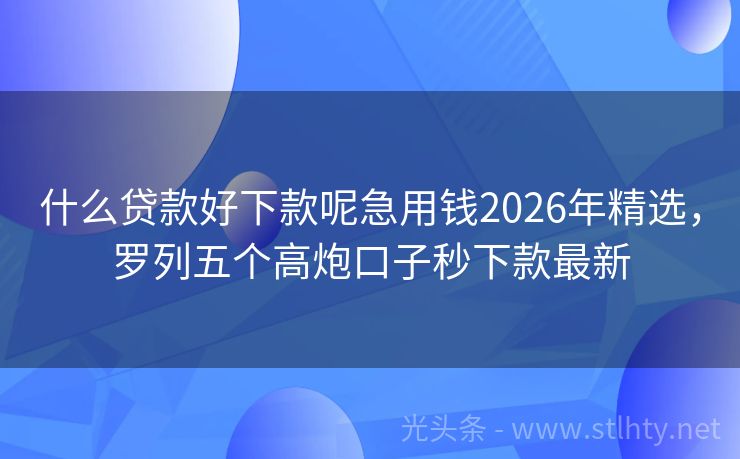 什么贷款好下款呢急用钱2026年精选，罗列五个高炮口子秒下款最新