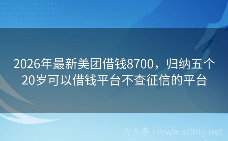 2026年最新美团借钱8700，归纳五个20岁可以借钱平台不查征信的平台