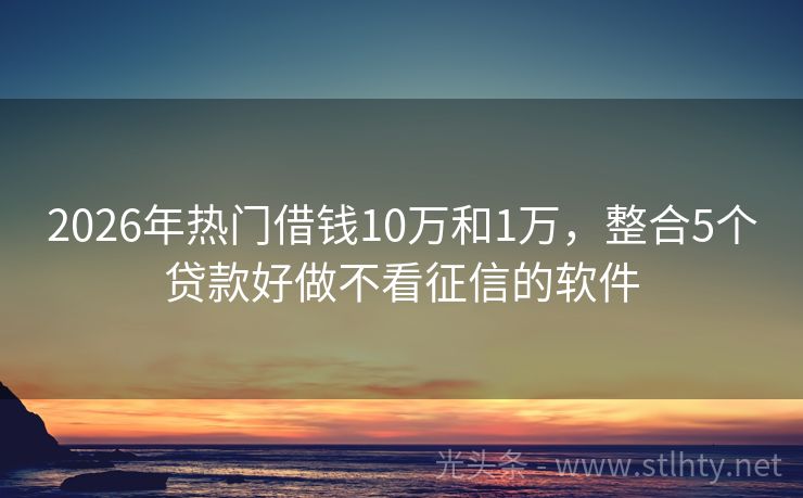 2026年热门借钱10万和1万，整合5个贷款好做不看征信的软件