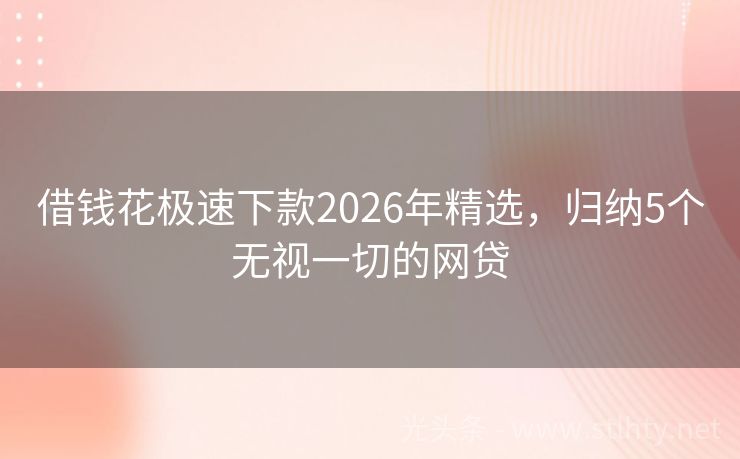 借钱花极速下款2026年精选，归纳5个无视一切的网贷