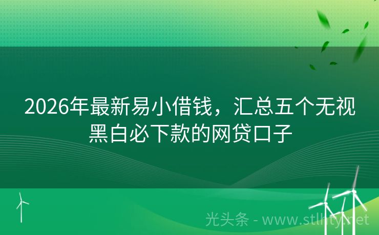 2026年最新易小借钱，汇总五个无视黑白必下款的网贷口子