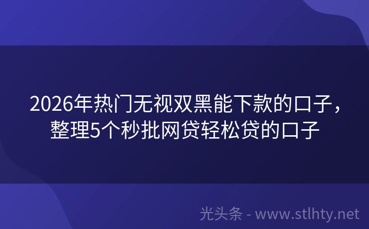 2026年热门无视双黑能下款的口子，整理5个秒批网贷轻松贷的口子