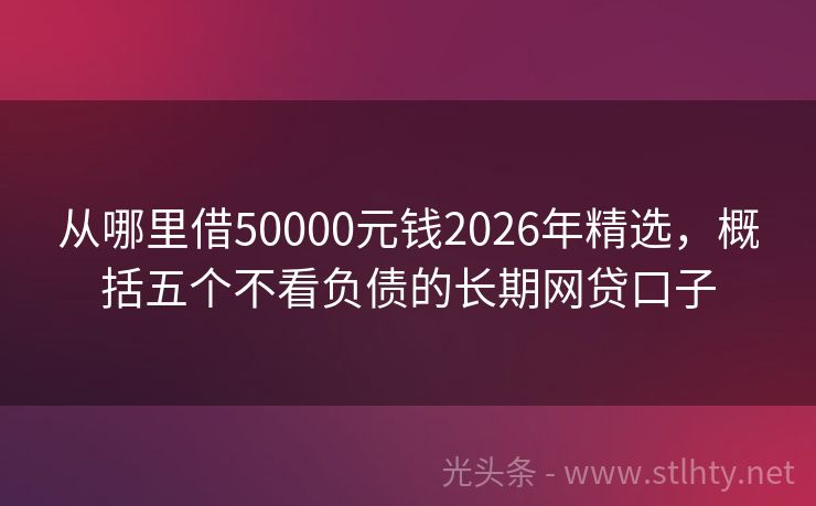 从哪里借50000元钱2026年精选，概括五个不看负债的长期网贷口子