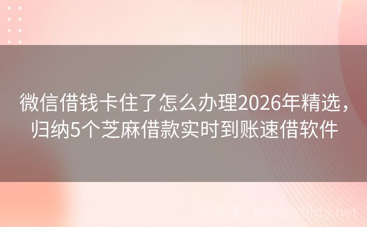 微信借钱卡住了怎么办理2026年精选，归纳5个芝麻借款实时到账速借软件