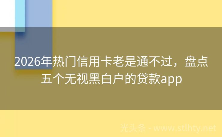 2026年热门信用卡老是通不过，盘点五个无视黑白户的贷款app