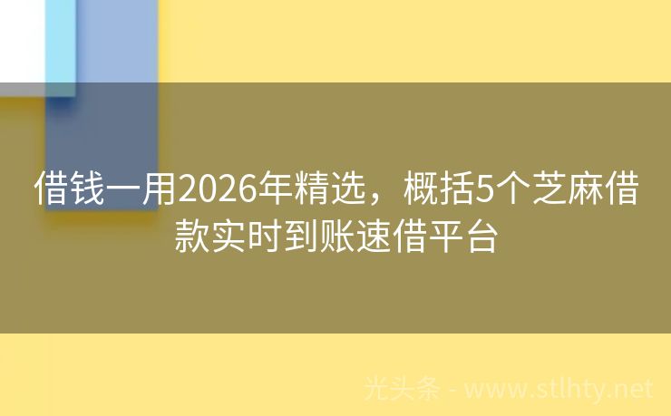 借钱一用2026年精选，概括5个芝麻借款实时到账速借平台