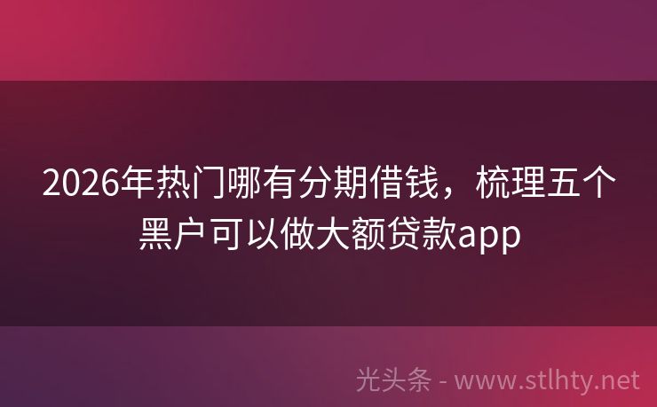 2026年热门哪有分期借钱，梳理五个黑户可以做大额贷款app