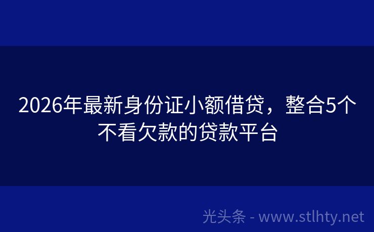 2026年最新身份证小额借贷，整合5个不看欠款的贷款平台