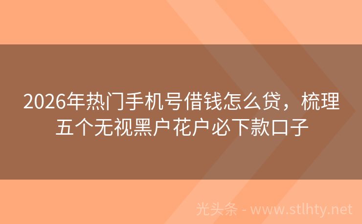 2026年热门手机号借钱怎么贷，梳理五个无视黑户花户必下款口子
