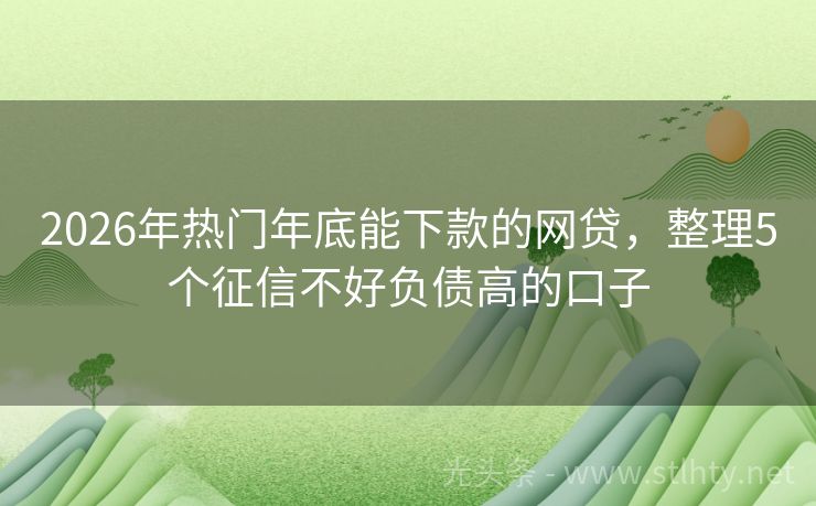 2026年热门年底能下款的网贷，整理5个征信不好负债高的口子