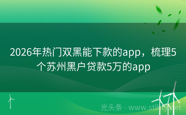 2026年热门双黑能下款的app，梳理5个苏州黑户贷款5万的app