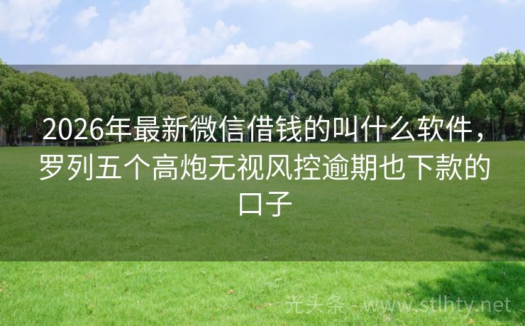 2026年最新微信借钱的叫什么软件，罗列五个高炮无视风控逾期也下款的口子