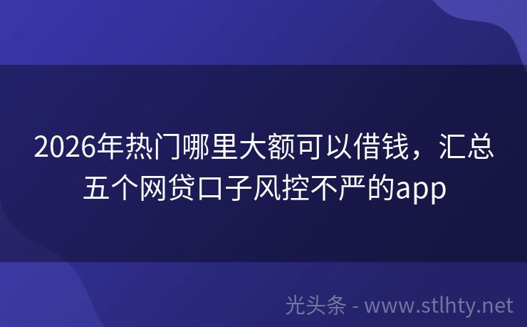 2026年热门哪里大额可以借钱，汇总五个网贷口子风控不严的app