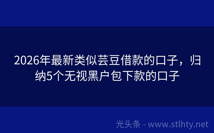 2026年最新类似芸豆借款的口子，归纳5个无视黑户包下款的口子