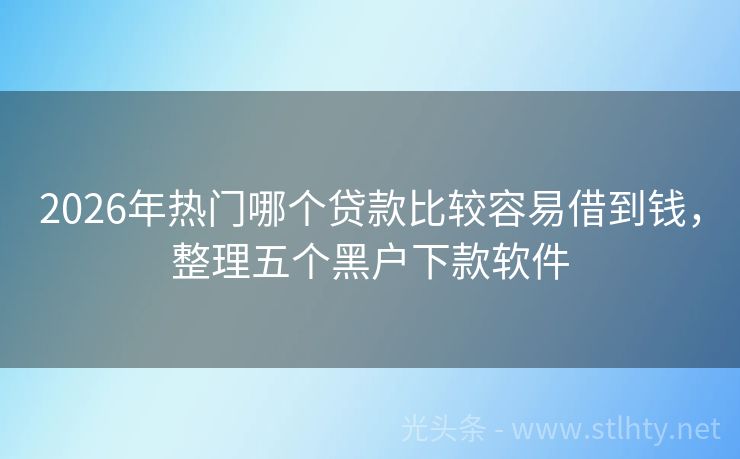 2026年热门哪个贷款比较容易借到钱，整理五个黑户下款软件