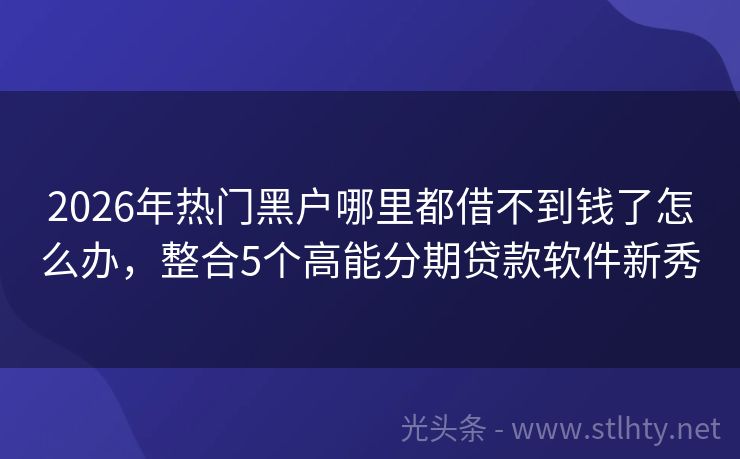 2026年热门黑户哪里都借不到钱了怎么办，整合5个高能分期贷款软件新秀