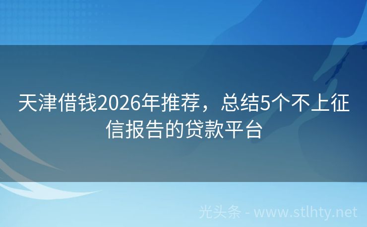 天津借钱2026年推荐，总结5个不上征信报告的贷款平台