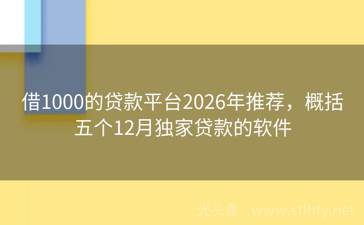 借1000的贷款平台2026年推荐，概括五个12月独家贷款的软件