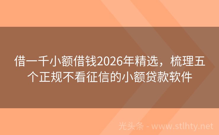 借一千小额借钱2026年精选，梳理五个正规不看征信的小额贷款软件
