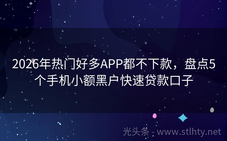 2026年热门好多APP都不下款，盘点5个手机小额黑户快速贷款口子
