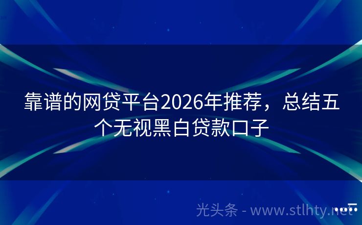 靠谱的网贷平台2026年推荐，总结五个无视黑白贷款口子