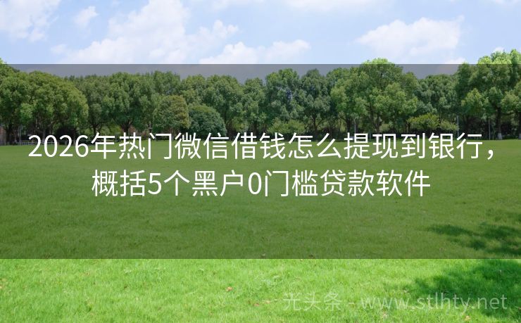 2026年热门微信借钱怎么提现到银行，概括5个黑户0门槛贷款软件
