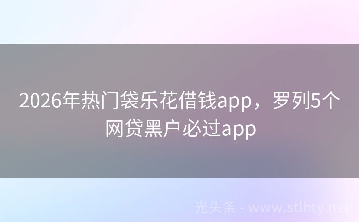 2026年热门袋乐花借钱app，罗列5个网贷黑户必过app