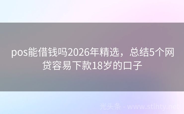 pos能借钱吗2026年精选，总结5个网贷容易下款18岁的口子