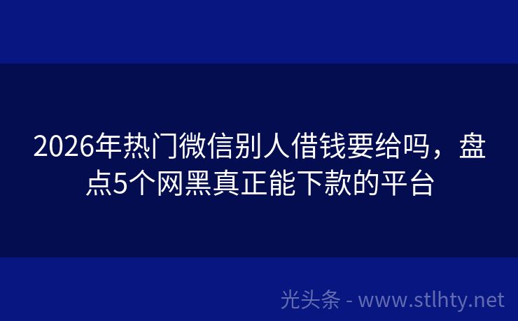 2026年热门微信别人借钱要给吗，盘点5个网黑真正能下款的平台