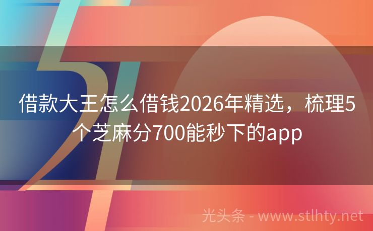 借款大王怎么借钱2026年精选，梳理5个芝麻分700能秒下的app